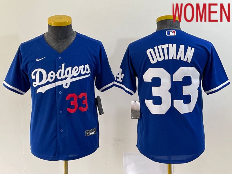Women Los Angeles Dodgers #33 Outman Blue Nike Game 2023 MLB Jersey->women mlb jersey->Women Jersey
